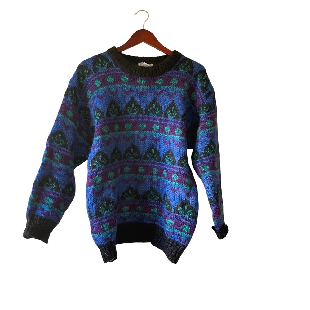 Vintage Gallagher Mohair‎ Acrylic Geometric Print Sweater Size M